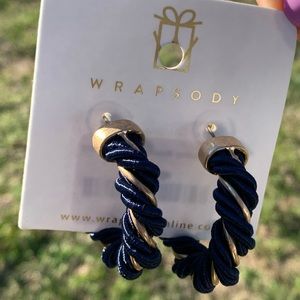 Navy and Gold Hoop Earrings
